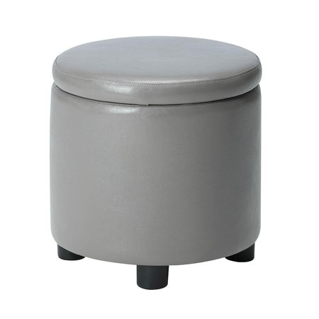 CONVENIENCE CONCEPTS Comfort Round Accent Storage Ottoman in Gray 163523GY